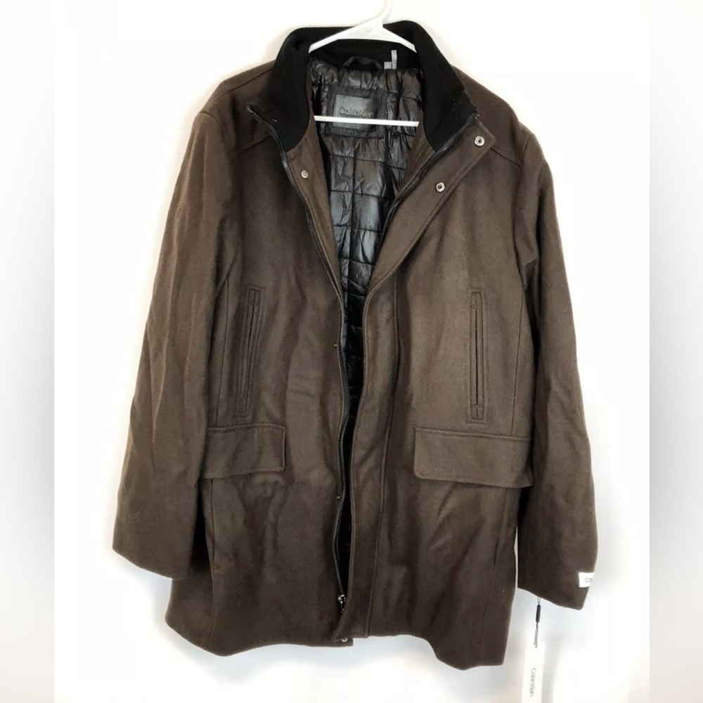 Calvin Klein Men’s Wool Walker Coat Brown Size Large